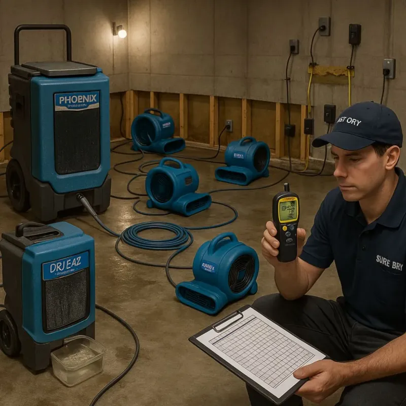 Structural Drying and Dehumidification process in Eaton, OH